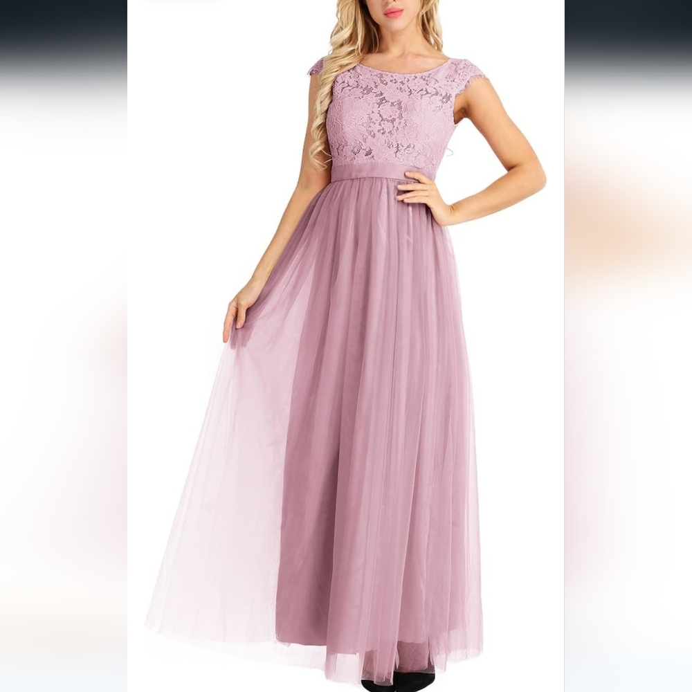 iEFiEL Pink Floral Lace Tulle Dress 4